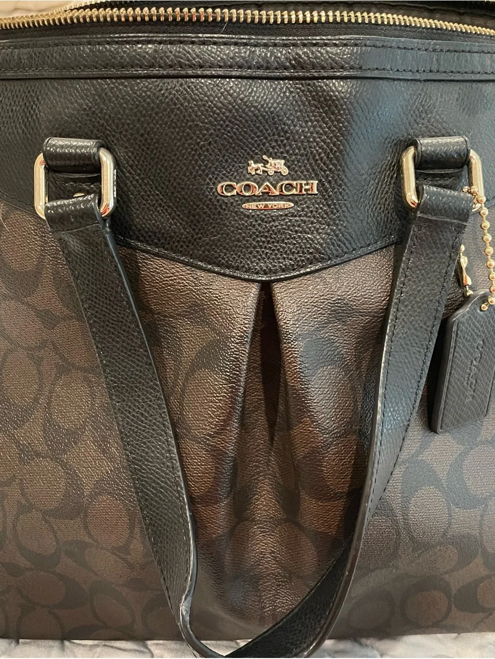 Coach Brown and Black Signature Tote